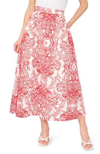 Ted Baker Floral Paisley Cotton Maxi Skirt in Classic Cherry at Nordstrom Rack, Size 0