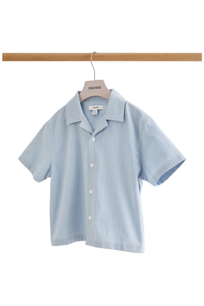 Kids' Pyrus Stripe Button-Up Camp Shirt, Alternate, color, BLUE