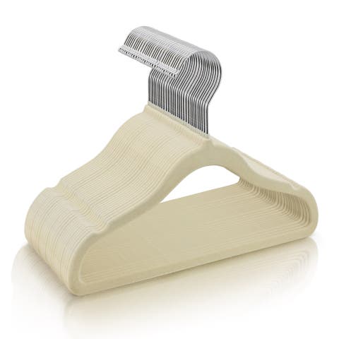 50 Piece Kids Non-Slip Velvet Cloths Hangers with Notched Shoulders