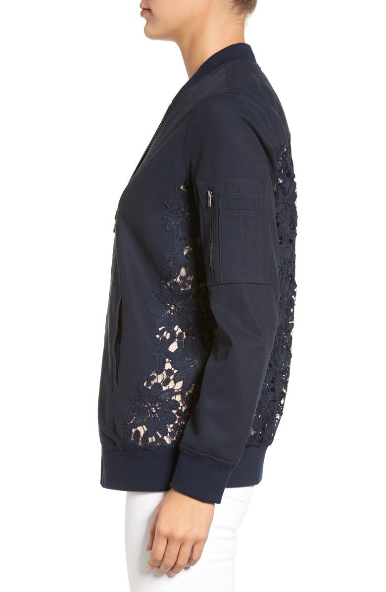 Chelsea28 Lace Back Bomber Jacket, Alternate, color, 