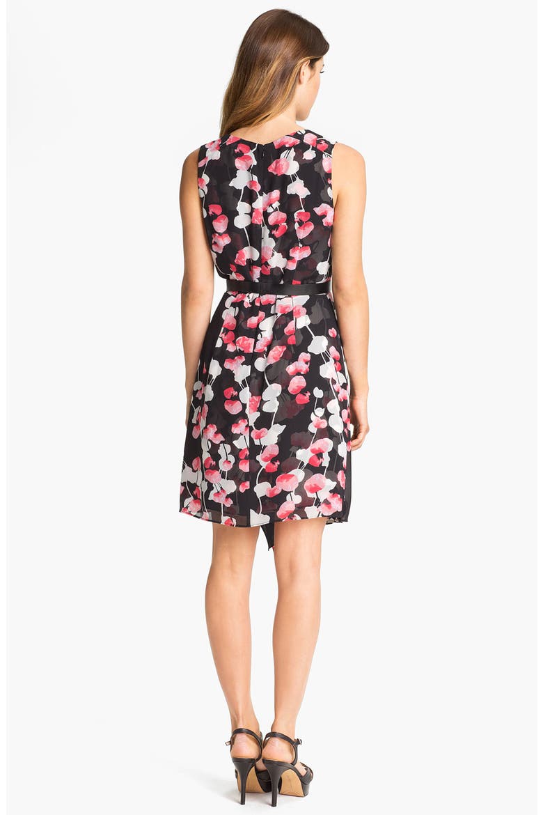 Belted Faux Wrap Dress, Alternate, color, BLACK