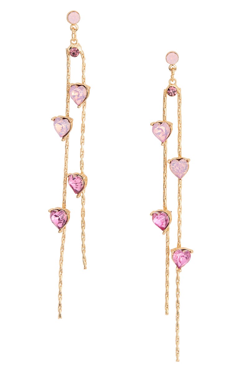 Leith Valentine's Day Heart Linear Drop Earrings, Main, color, Pink Multi- Gold