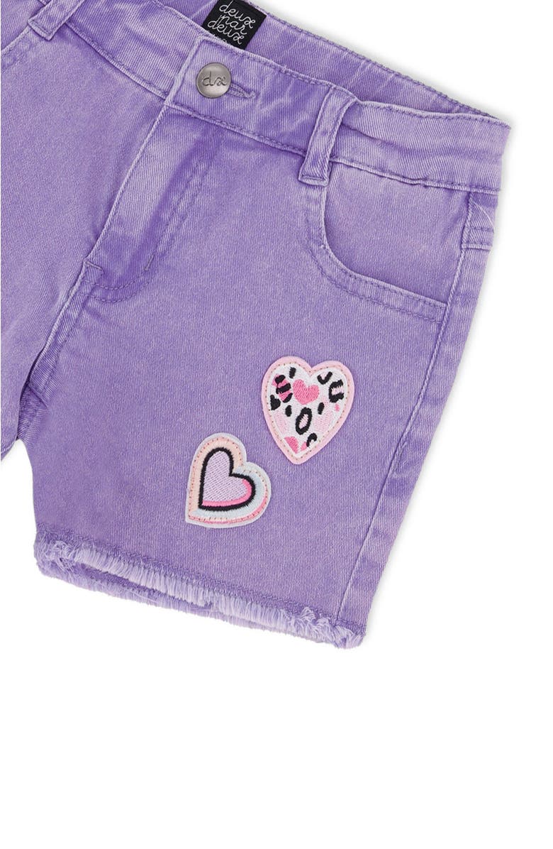 Deux par Deux Heart Embroidery Denim Shorts, Alternate, color, Mauve