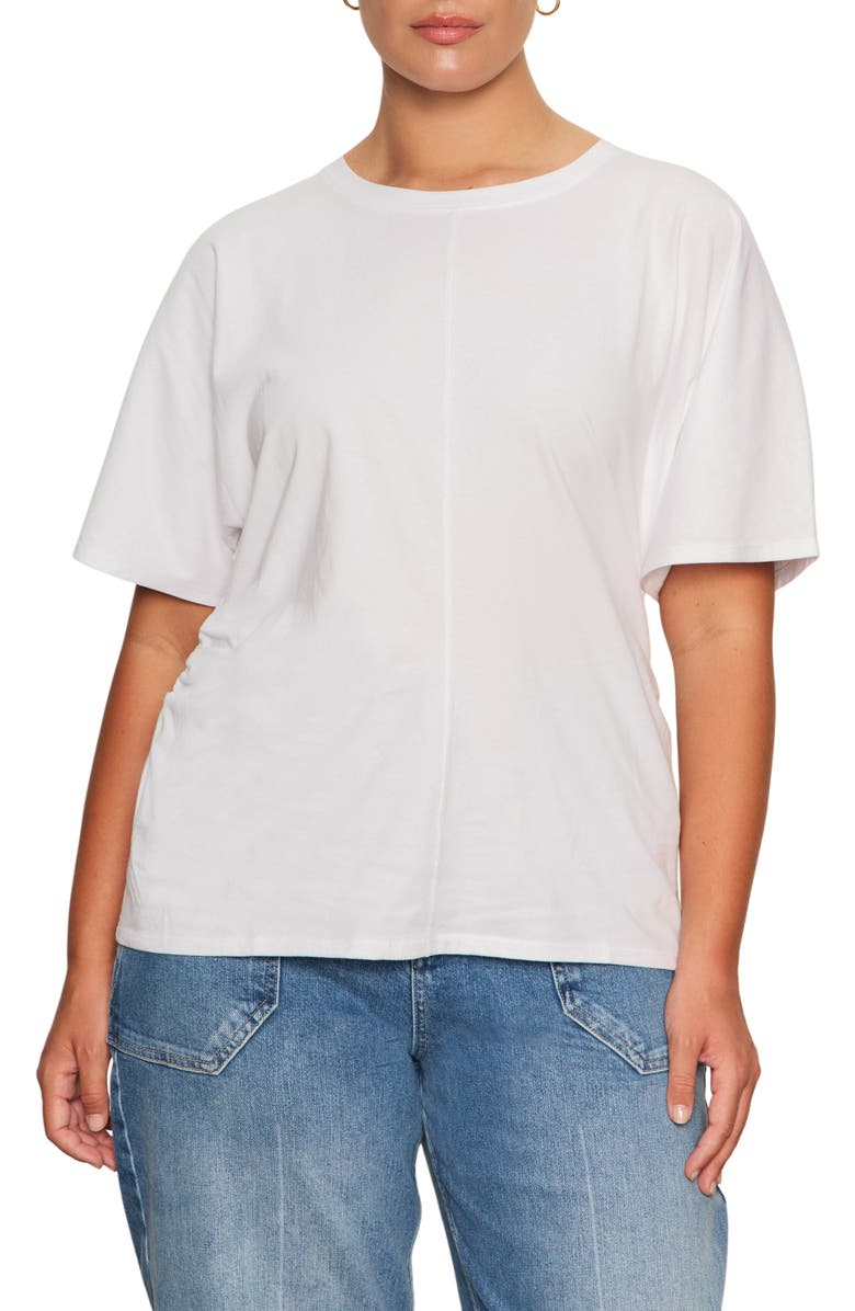 Sanctuary Dolman Sleeve Shirred Organic Cotton T-Shirt, Main, color, White