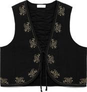 MANGO TEEN Embroidered Floral Cotton Vest