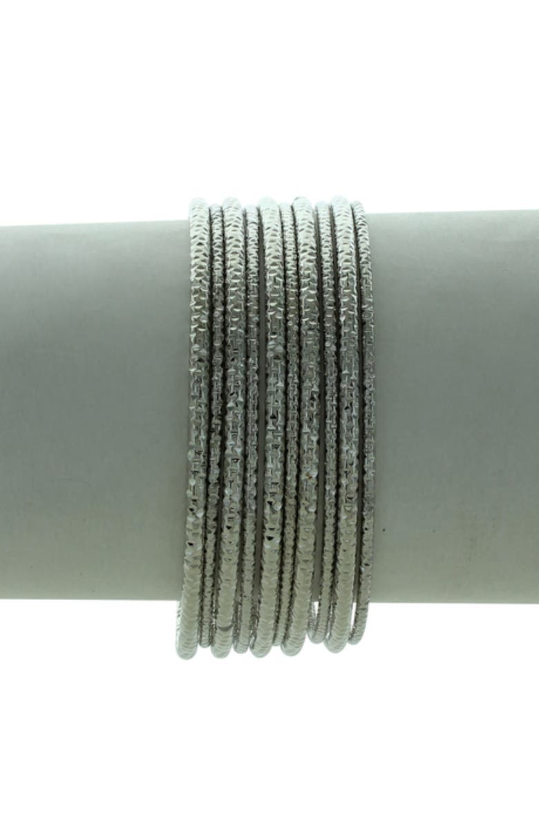 OLIVIA WELLES Inaya Set of 10 Bangle Bracelets, Alternate, color, Silver