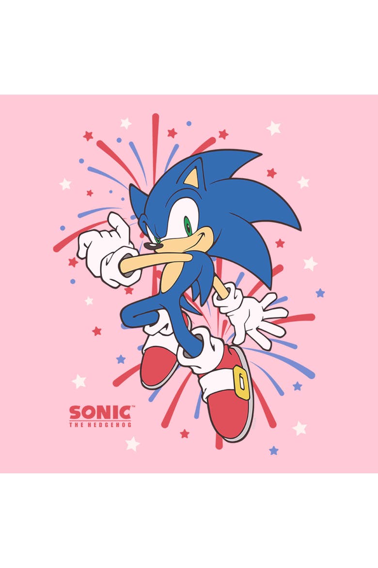 Girl's Sonic the Hedgehog 4th of July Fireworks  Graphic T-Shirt, Alternate, color, Light Pink