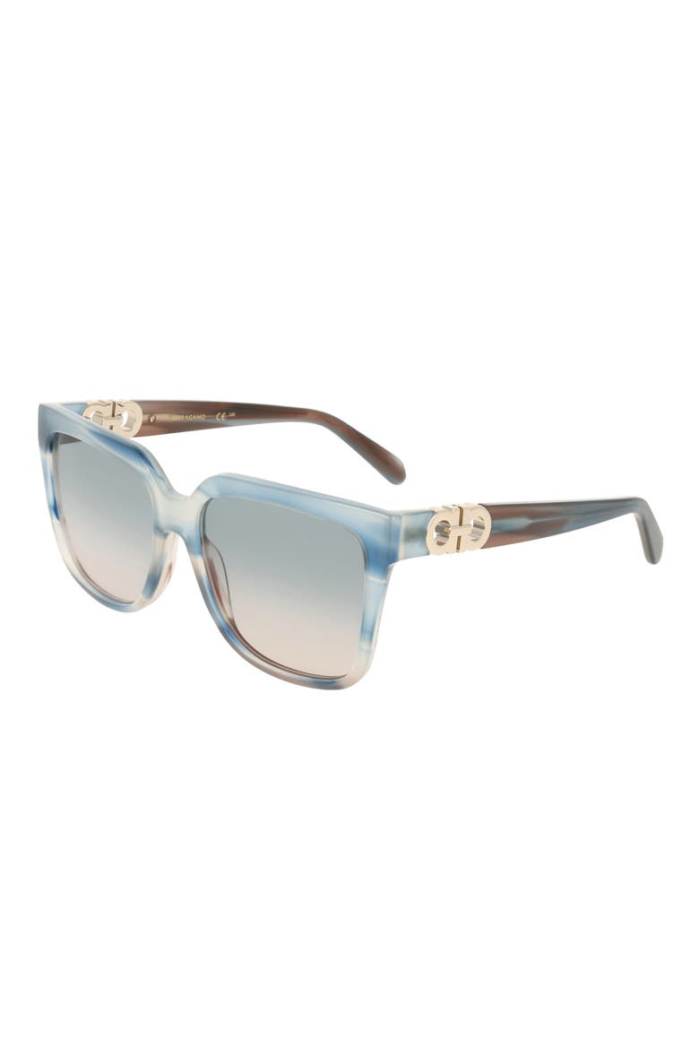 58mm Rectangular Sunglasses, Alternate, color, STRIPED SAND BLUE
