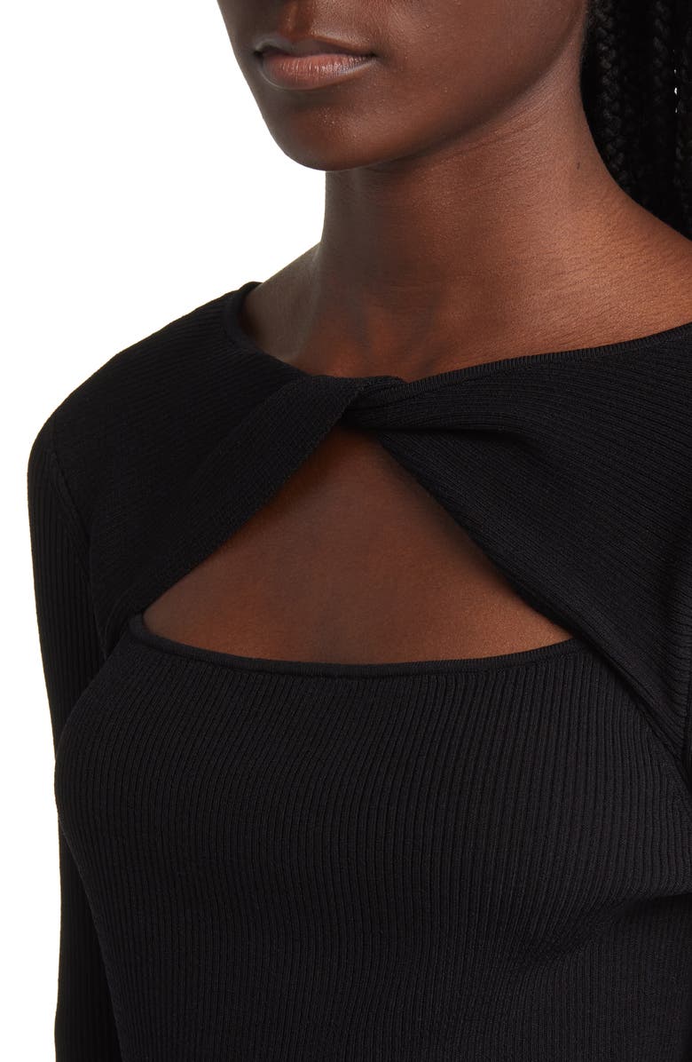 Rails Erina Rib Twist Front Cutout Top, Alternate, color, Black
