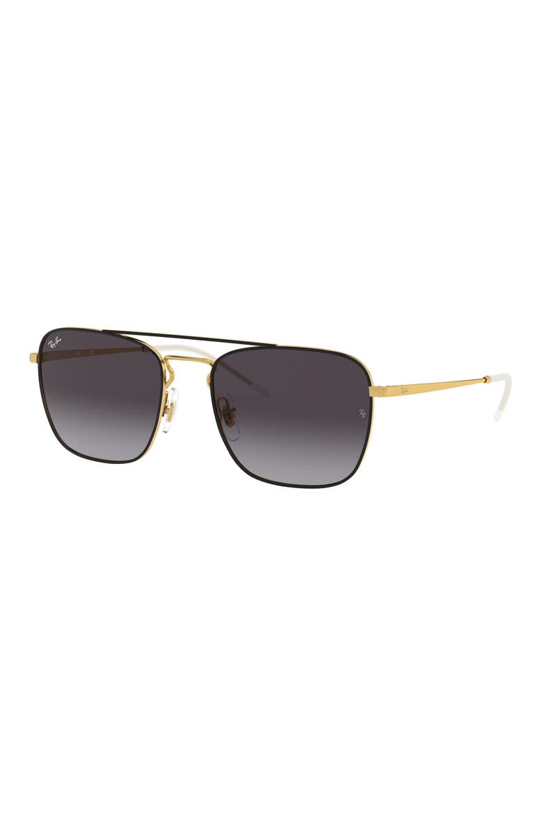 55mm Metal Aviator Sunglasses, Alternate, color, BLACK/ GOLD