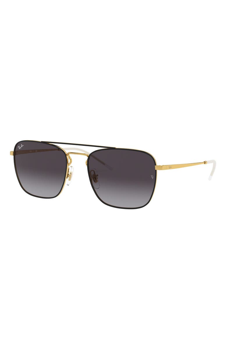 Ray-Ban 55mm Metal Aviator Sunglasses, Alternate, color, Black/ Gold