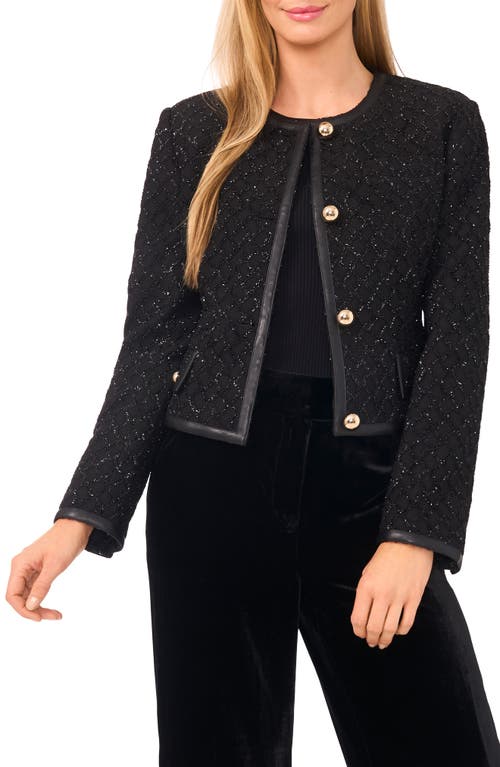 Ted Baker Sequin Plaid Knit Jacket In Black