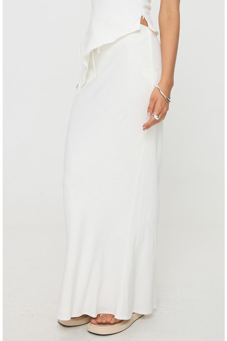 Mercer Low Rise Linen Blend Midi Skirt, Alternate, color, WHITE