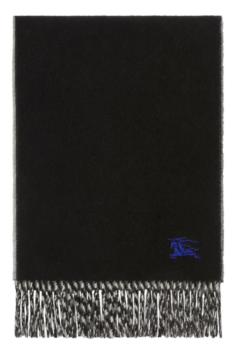 Reversible EKD Embroidered Cashmere Scarf, Alternate, color, BLACK/ MITTEN GREY