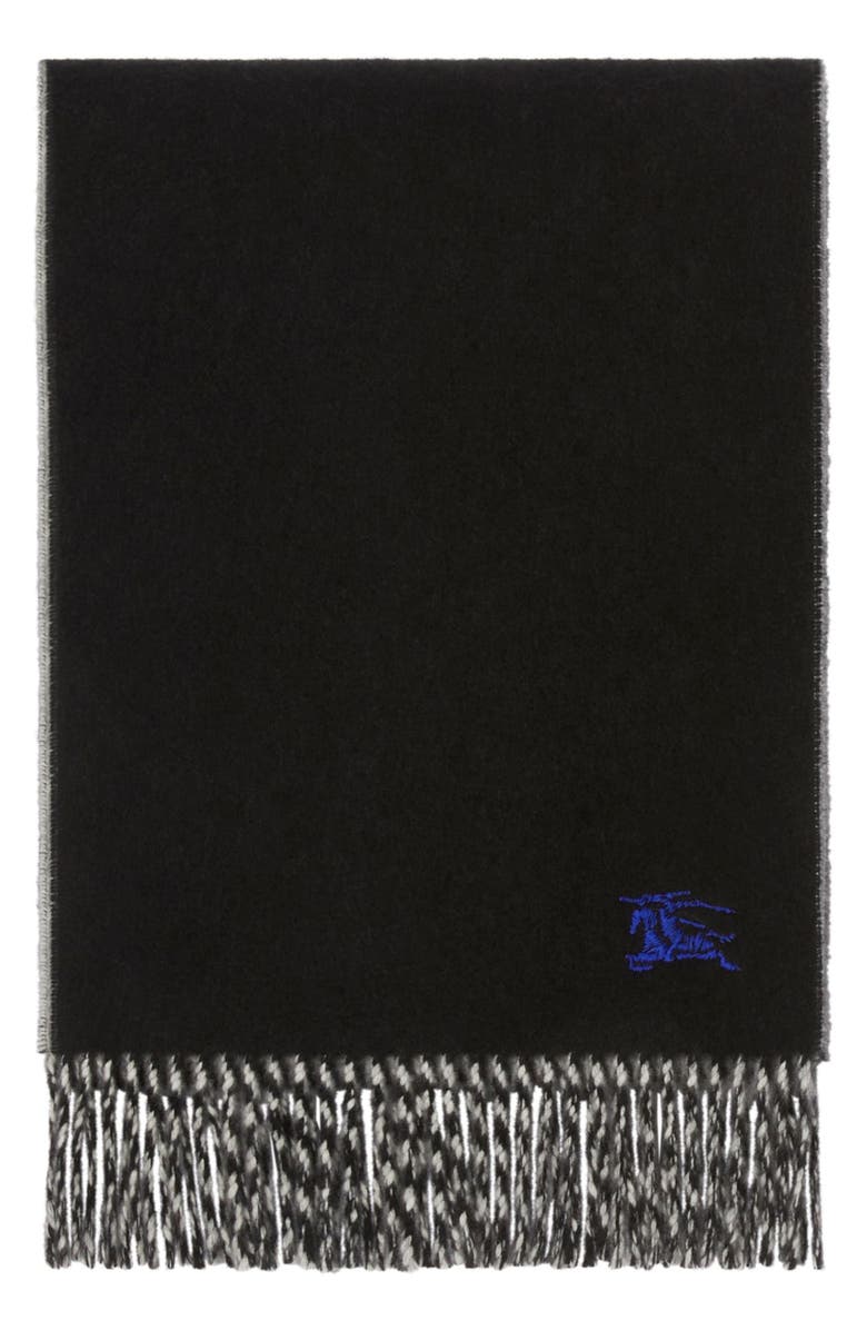 Burberry Reversible EKD Embroidered Cashmere Scarf, Alternate, color, Black/ Mitten Grey