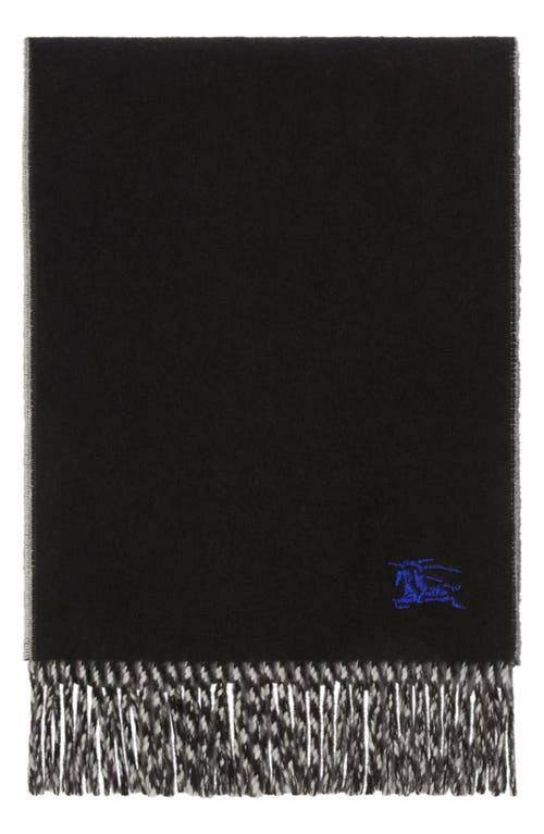Burberry Reversible Ekd Embroidered Cashmere Scarf In Black