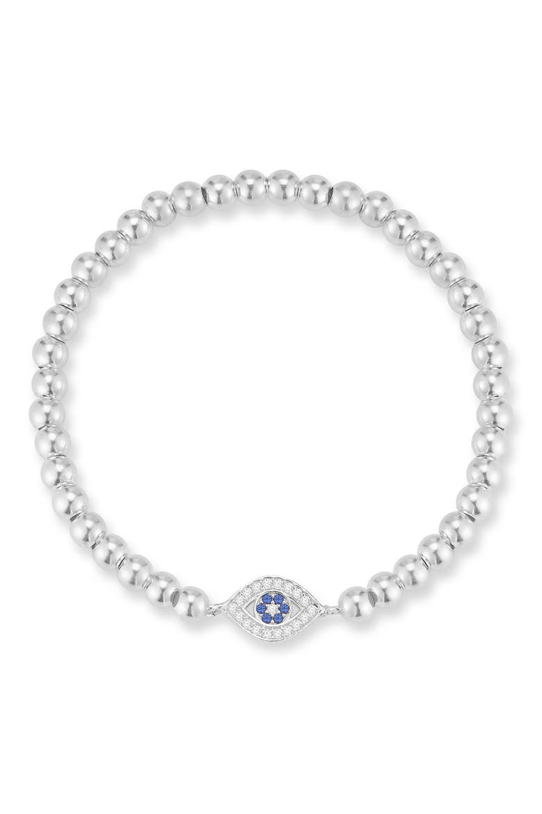 CZ Eye Stretch Bead Bracelet, Main, color, SILVER