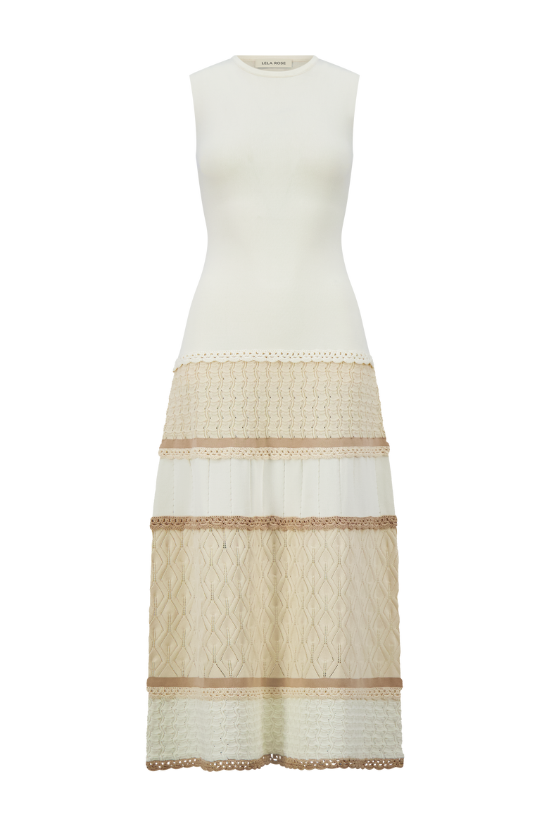 Pointelle Knit Dress, Main, color, Cream Multi