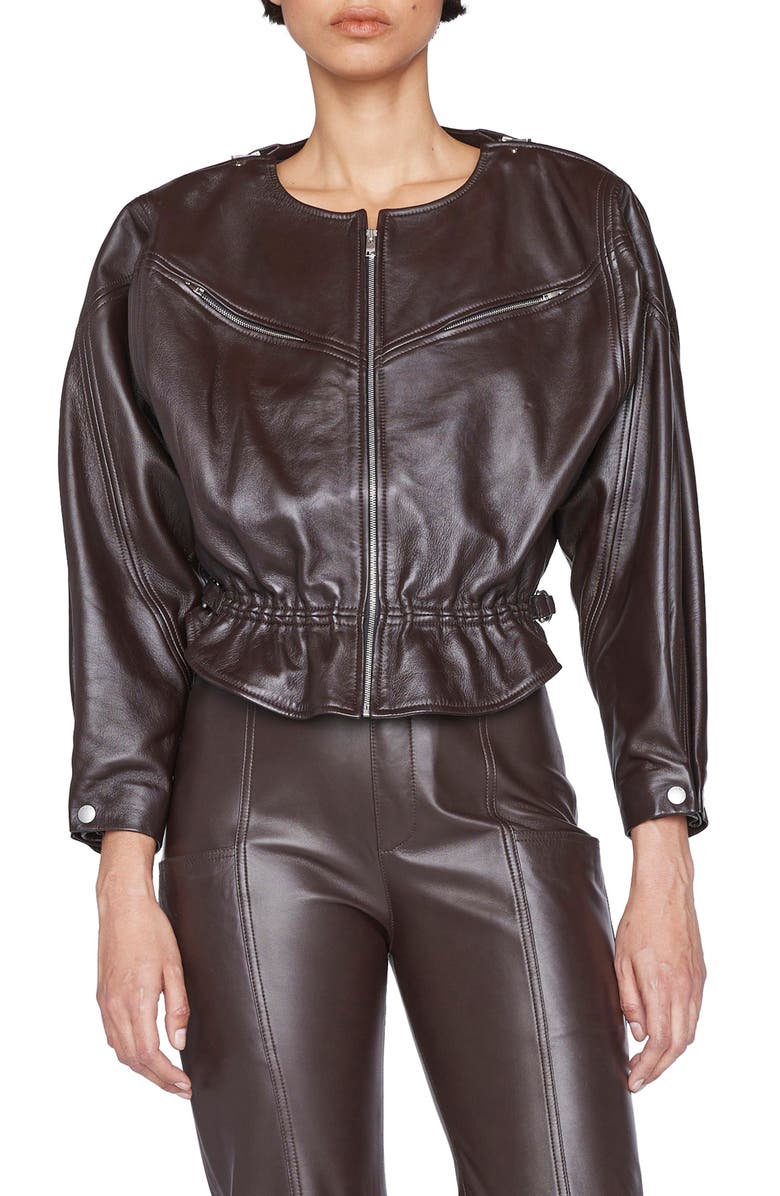 FRAME Crop Leather Jacket, Main, color,