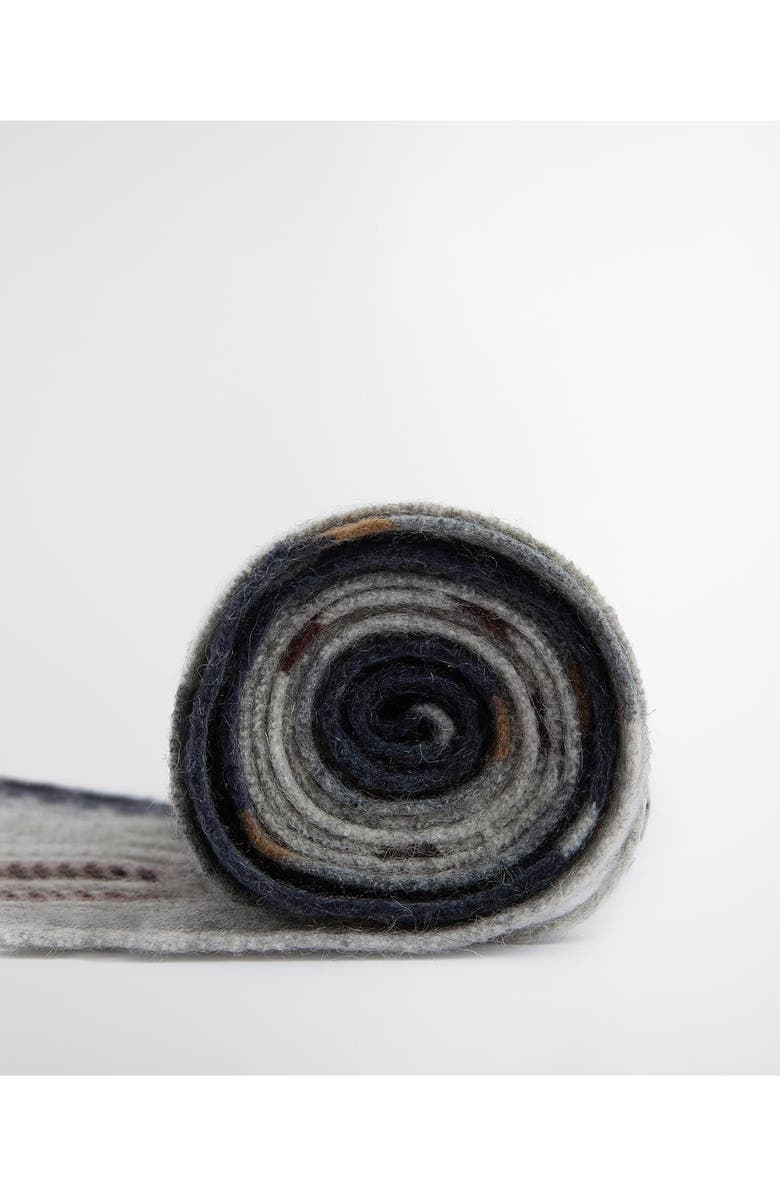 Barbour Carbridge Plaid Fringed Wool & Cashmere Scarf, Alternate, color, Grey Midnight Tartan