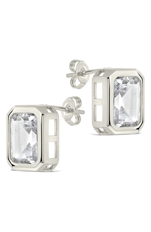 Sterling Forever Camille Bezel Cubic Zirconia Stud Earrings In Silver
