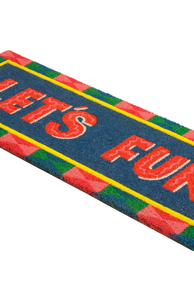Kerala Let'S Fun Coir Doormat 14" x 39", Alternate, color, Blue