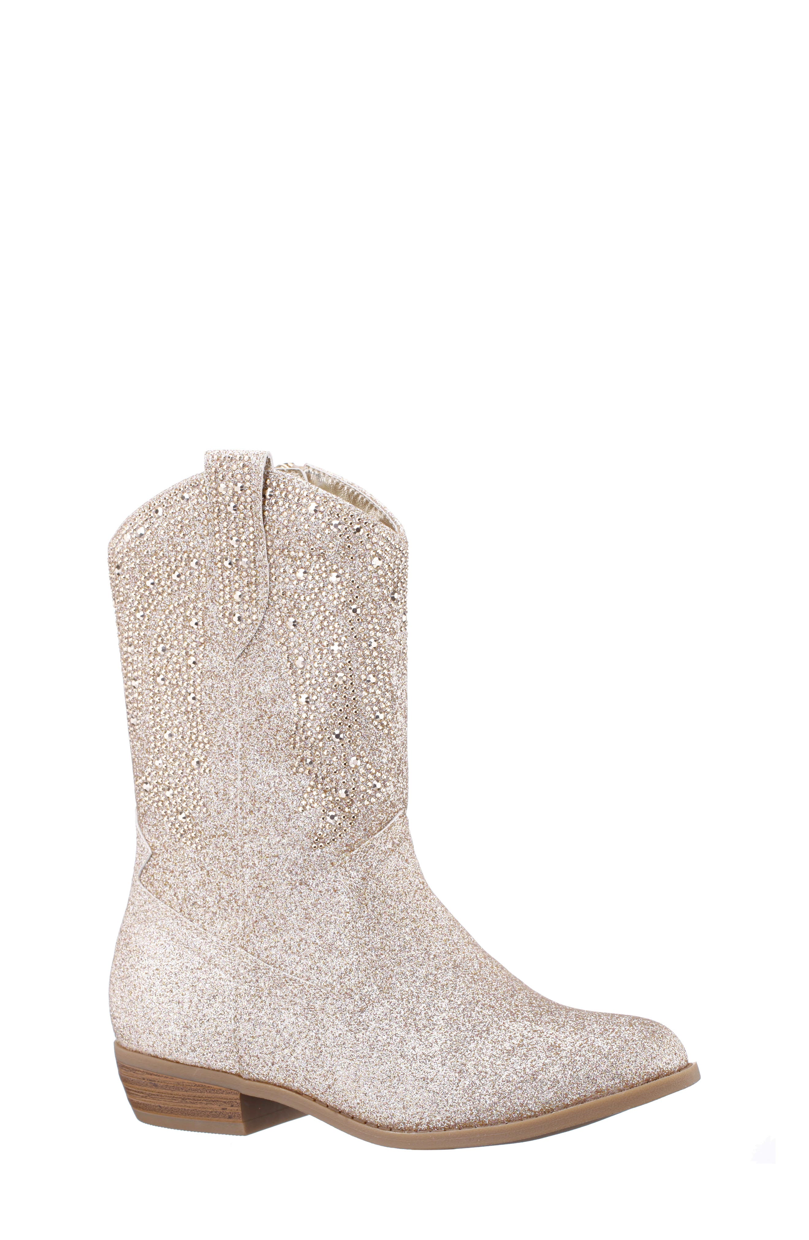 Nina Kids' Hawley Western Boot, Main, color, Gold Glitter Stones