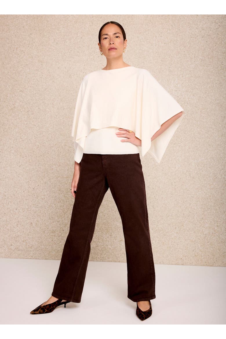 Layered Poncho Knit Top, Alternate, color, Cream
