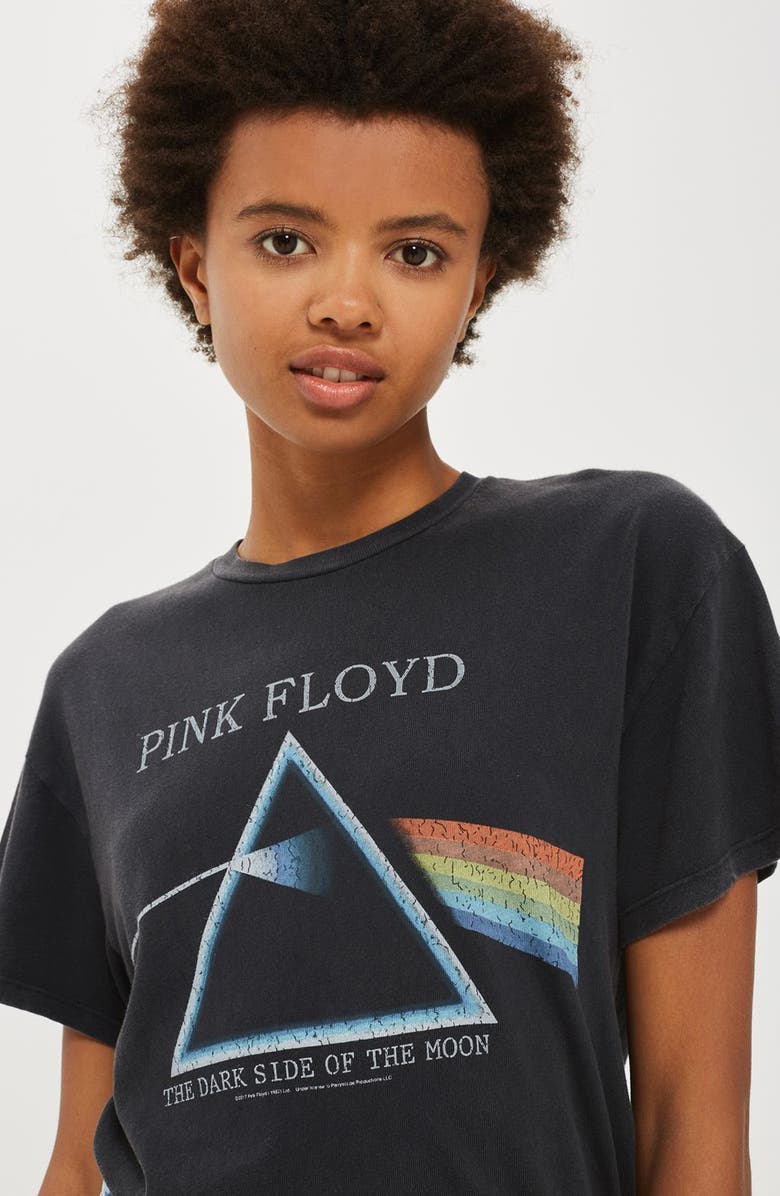 Topshop by And Finally Lace-Up Pink Floyd Tee, Alternate, color, 