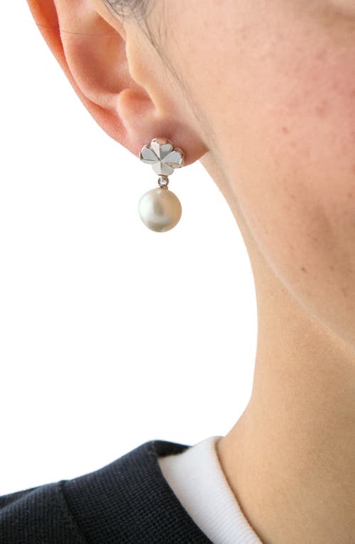 Kate Spade New York Spade Flower Faux Pearl Drop Earrings In Metallic