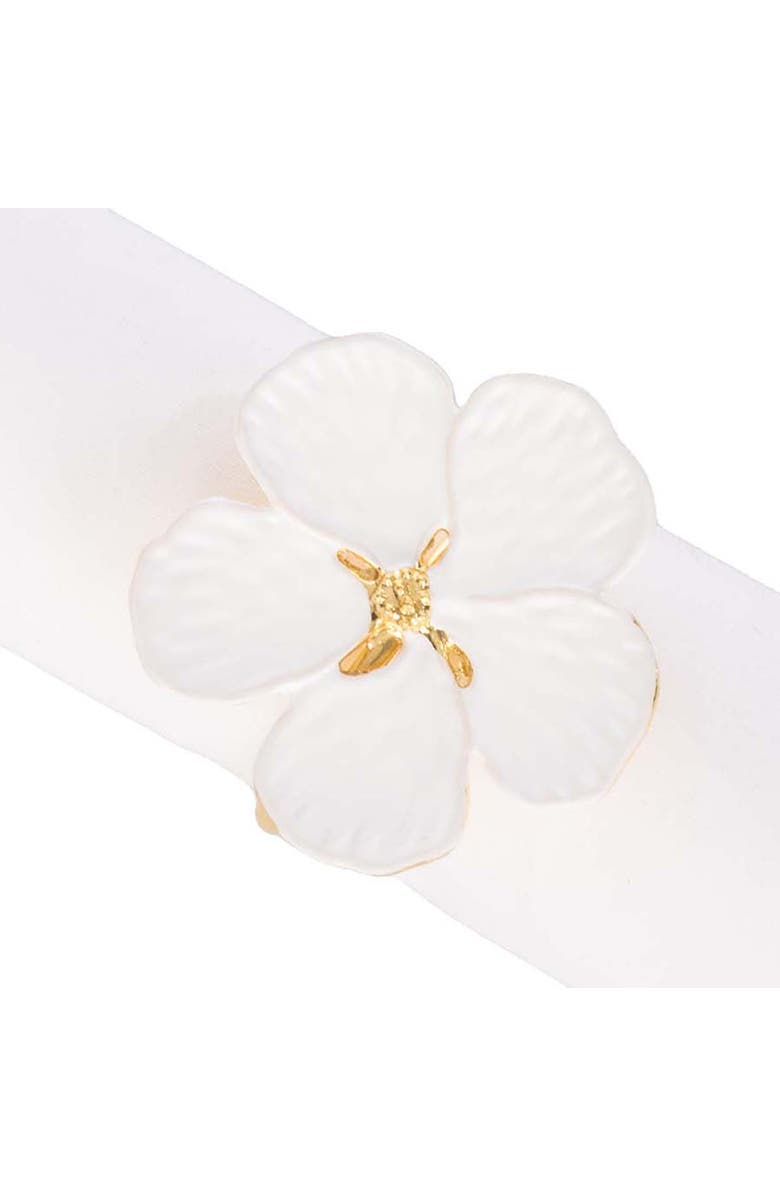 C&F Home White Flower Tabletop Napkin Rings Set of 4, Alternate, color, Gold