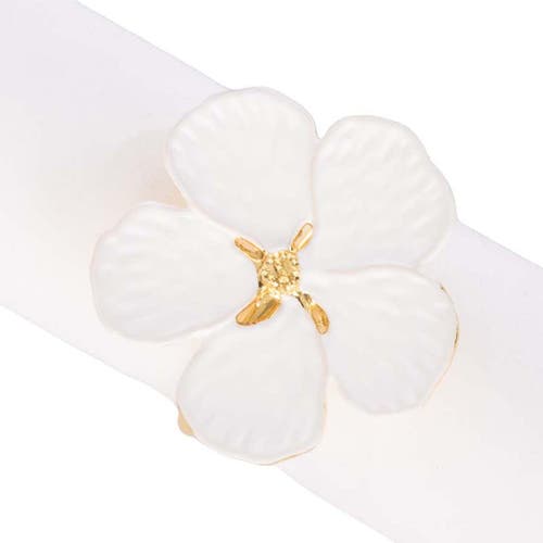C & F Home C&f Home White Flower Tabletop Napkin Rings Set Of 4 In Gold