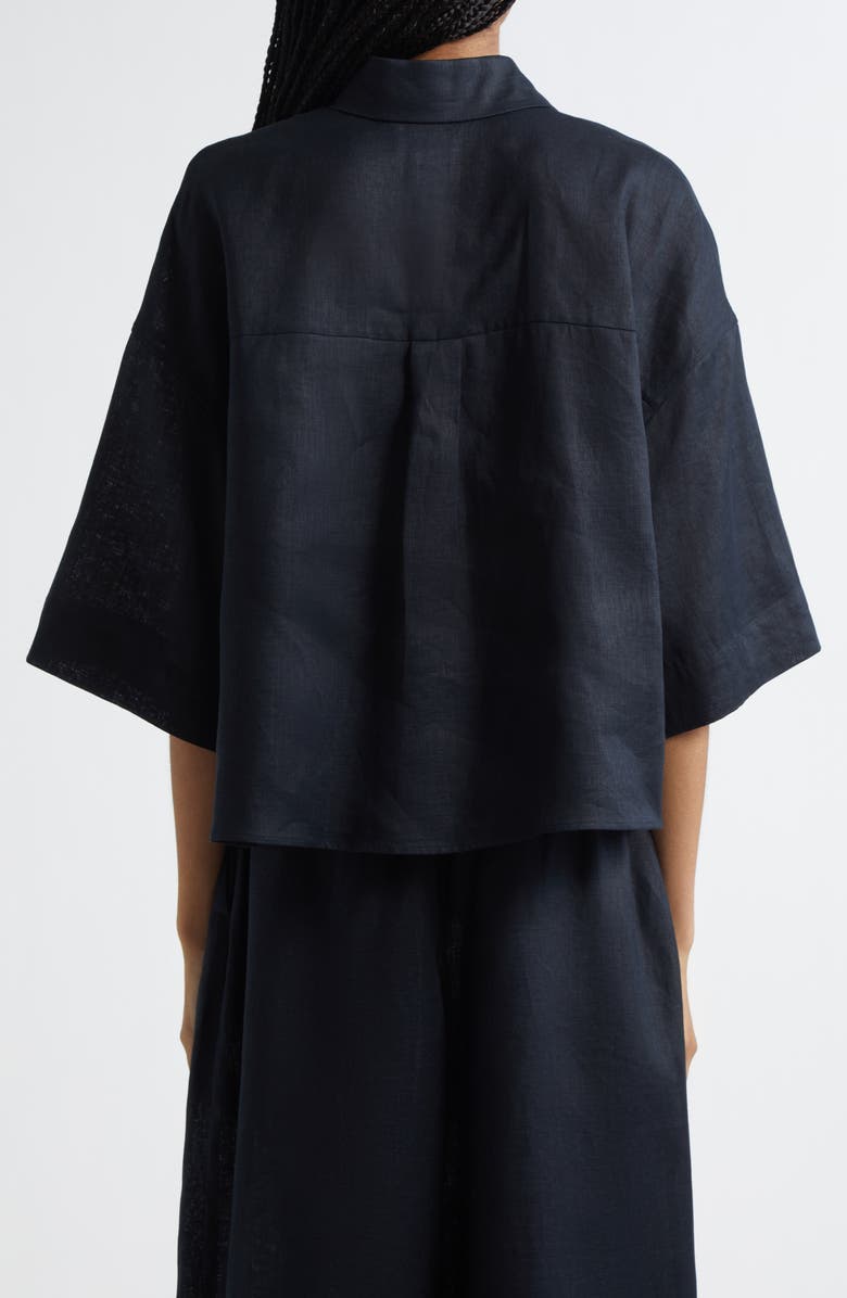 MM by Max Mara Mirano Linen Blouse, Alternate, color, Black