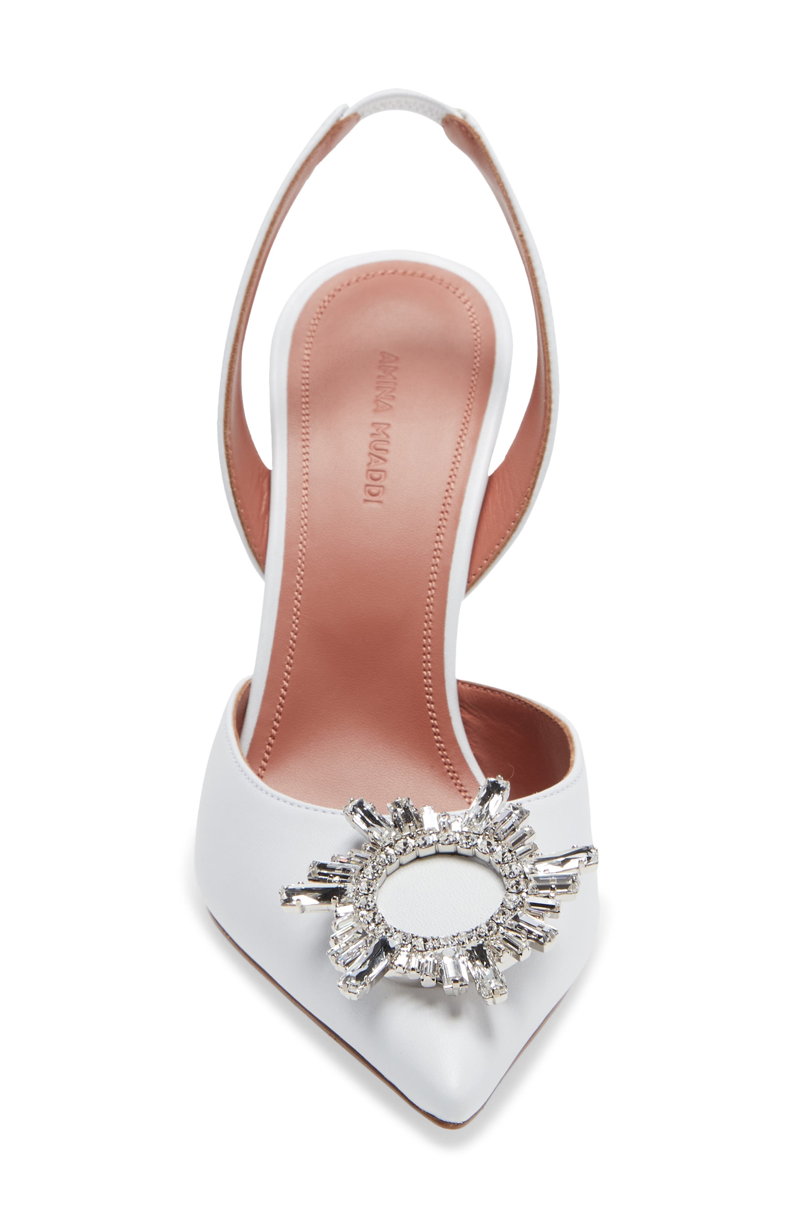 Begum Glass Pointed Toe Slingback Pump, Alternate, color, NAPPA WHITE