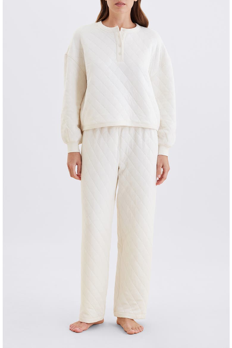 Quilted Cotton Pajamas, Main, color, ECRU