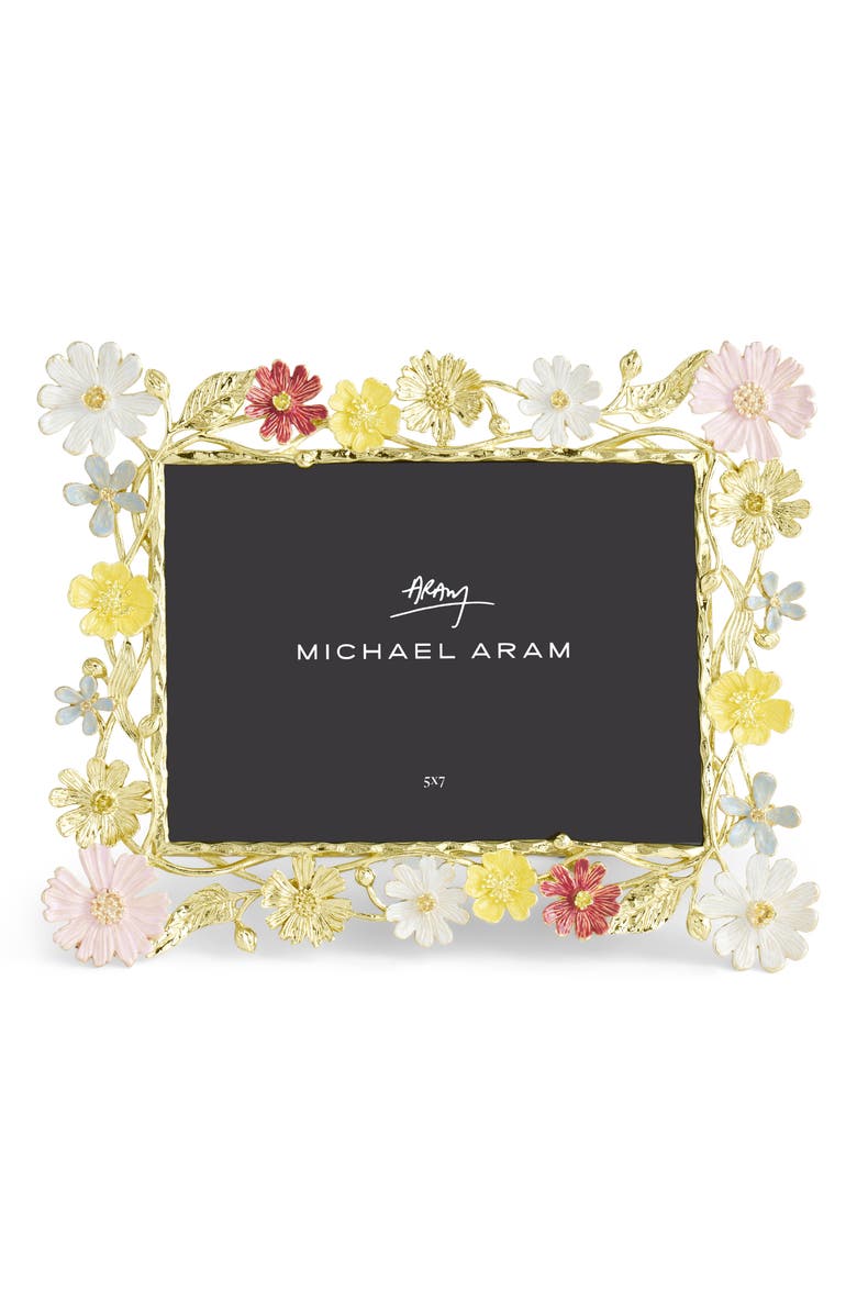 Michael Aram Wildflowers 5 x 7-Inch Picture Frame, Main, color, Gold Multi