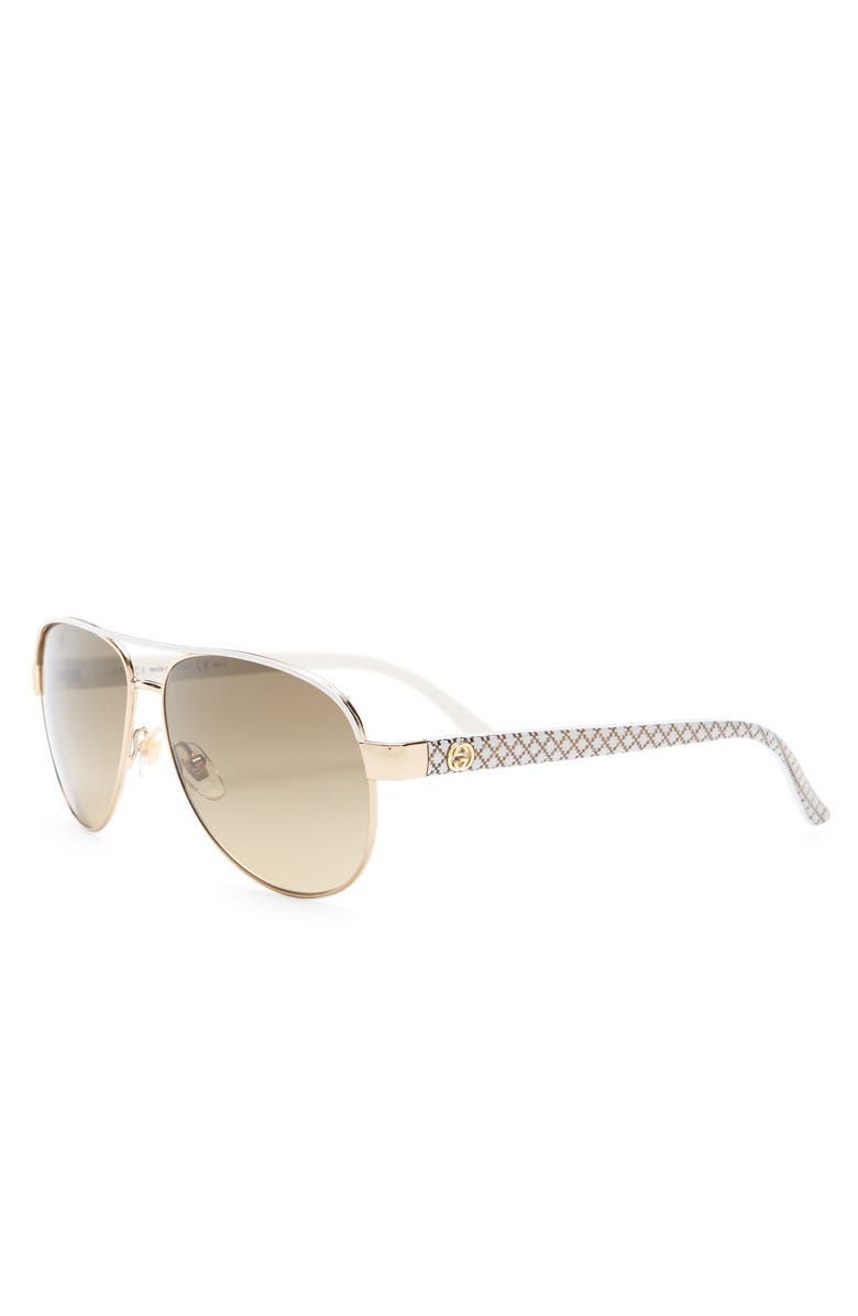 Gucci Metal 58mm Aviator Sunglasses, Alternate, color, 