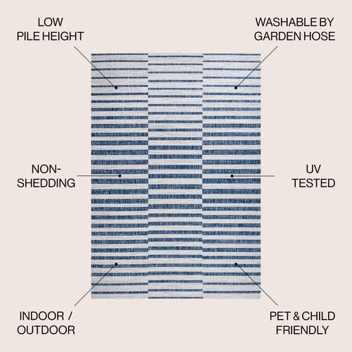 Jonathan Y Sukie Modern Offset Stripe Indoor/outdoor Area Rug In Ivory/blue