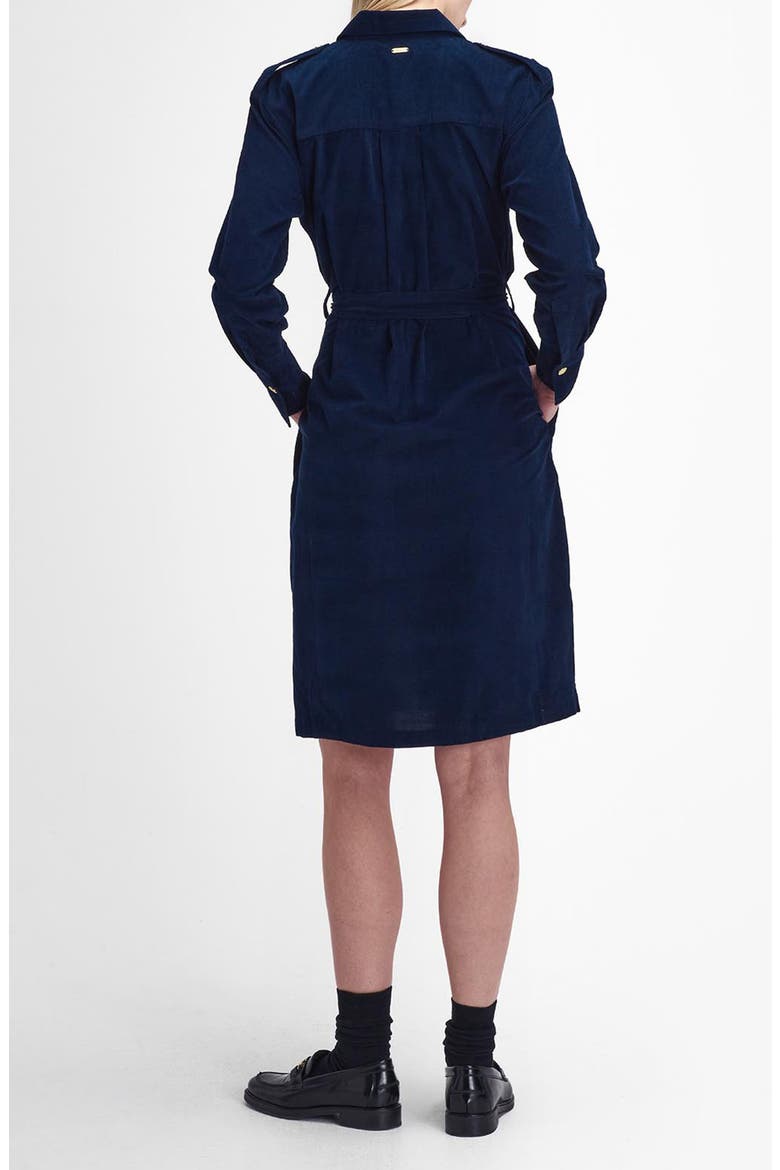 Noelle Long Sleeve Cotton Corduroy Belted Shirtdress, Alternate, color, NAVY BLUE