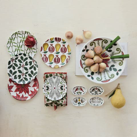 Matte Melamine Bowl with Seasonal Botanical Motif