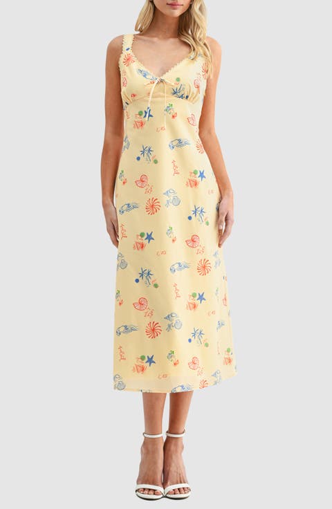 Lace Inset Midi Dress