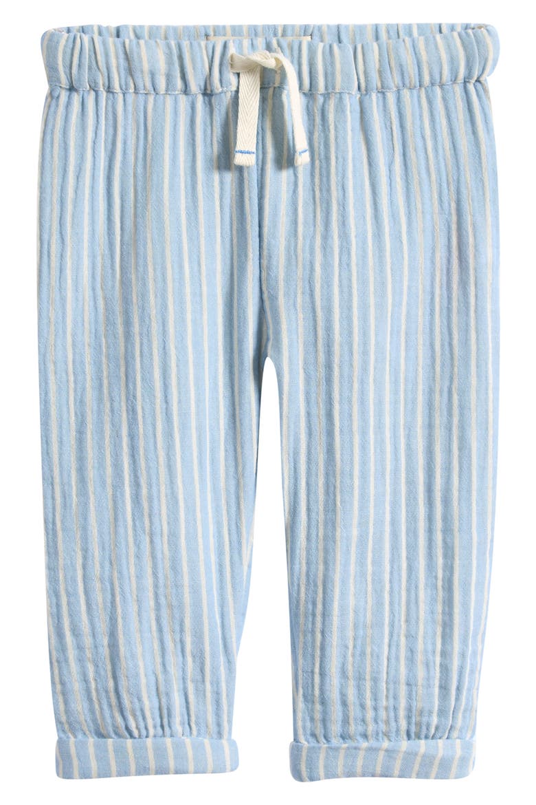 Stripe Double Cloth Drawstring Pants, Main, color, LIGHT BLUE STRIPE
