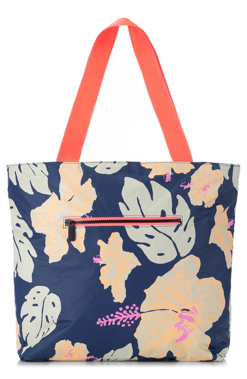 Aloha Collection Papeʻete Day Tripper Water Resistant Tyvek® Tote In Neon Moon/navy