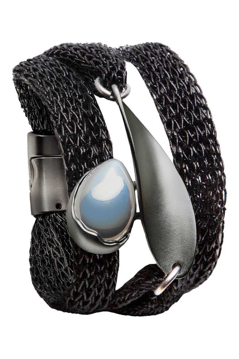 Mesh Twisted Plate Bracelet, Main, color, SILVER/BLACK
