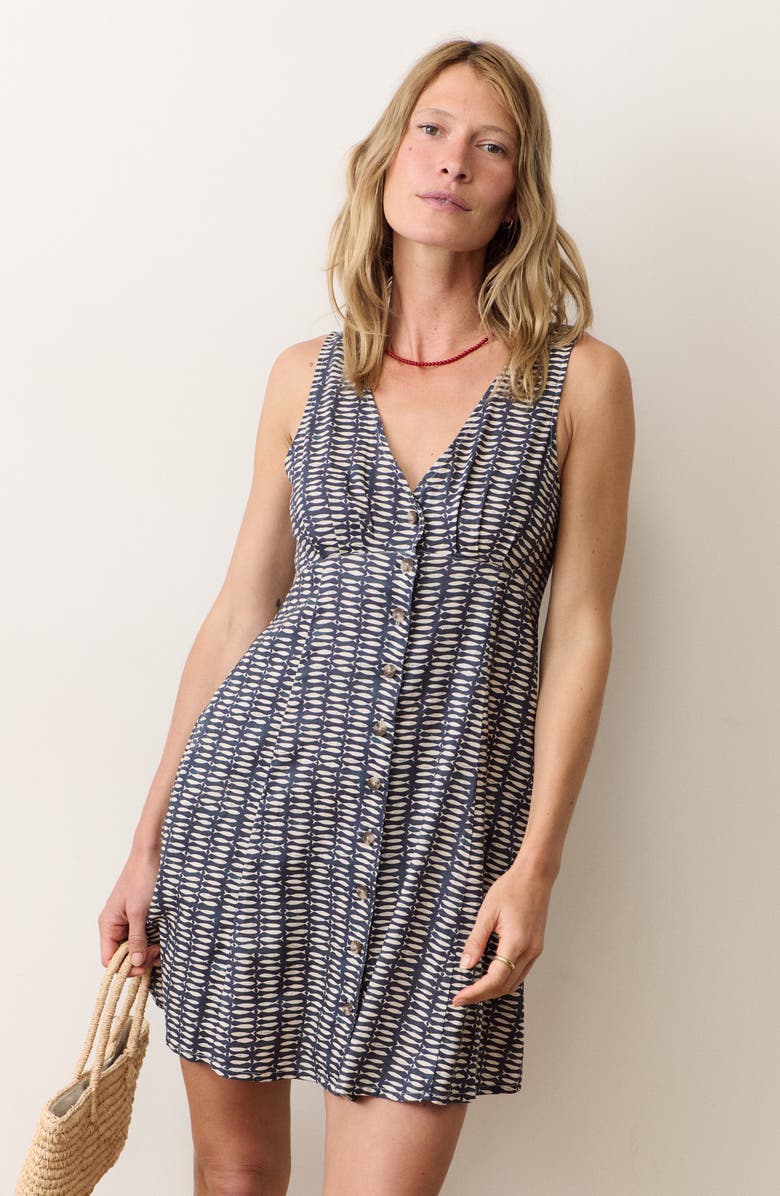 Marine Layer Camila Sleeveless Hemp Blend Minidress, Alternate, color, Sardina Print