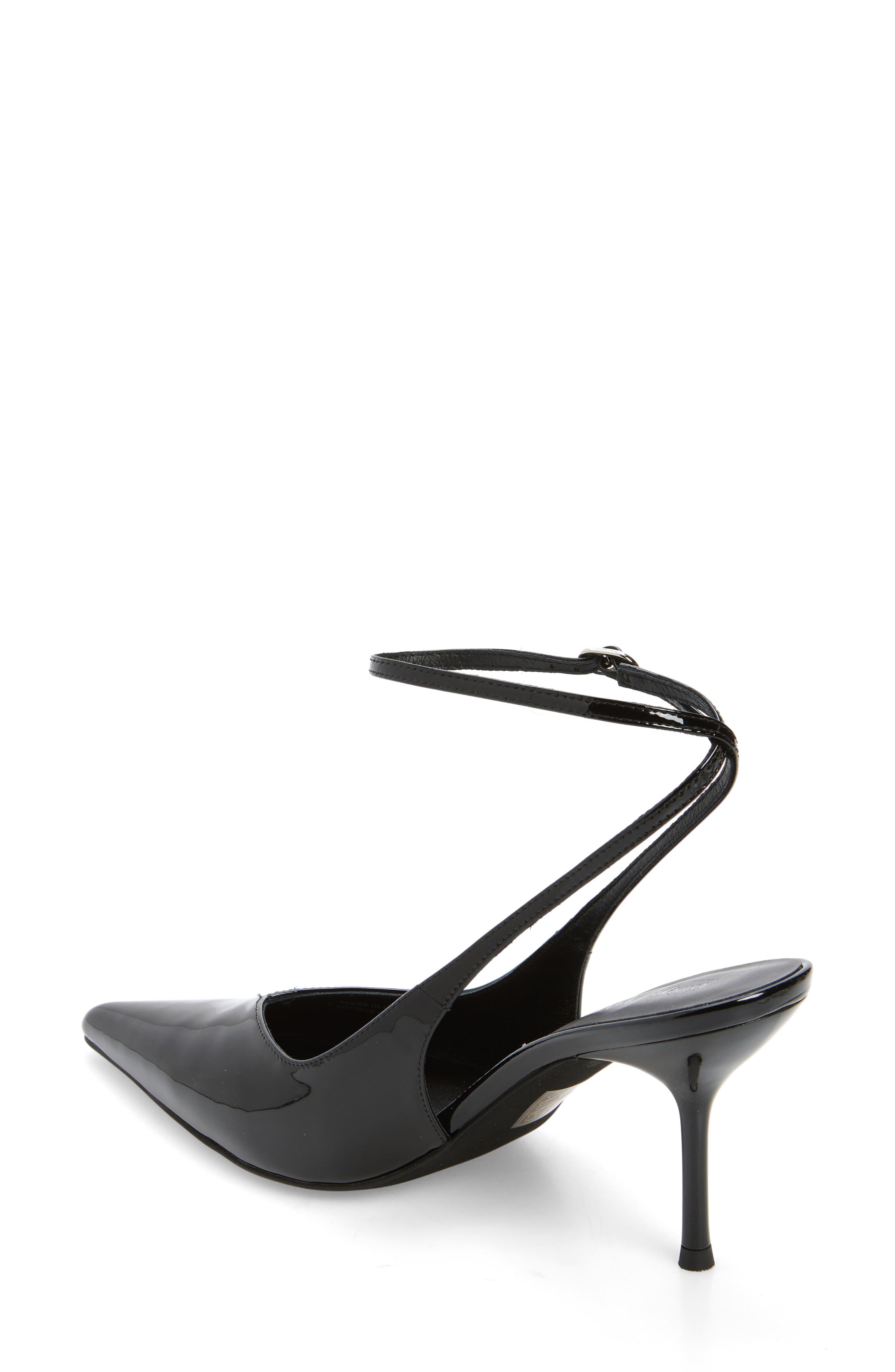 Jeffrey Campbell Executive Ankle Strap Pointed Toe Slingback Pump, Alternate, color, Black Patent