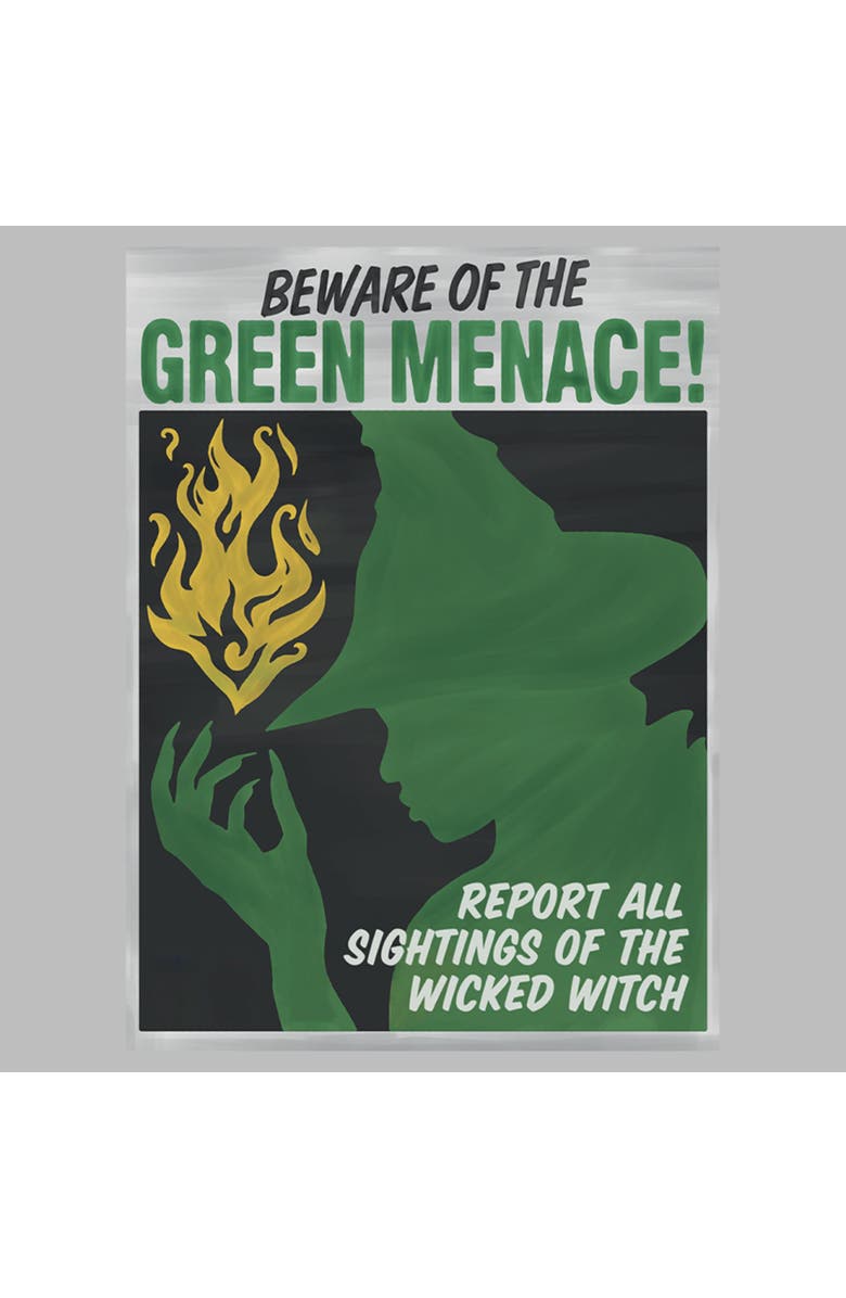 Wicked: For Good Girl's Wicked For Good Elphaba Beware of the Green Menace  Graphic T-Shirt, Alternate, color, Athletic Heather