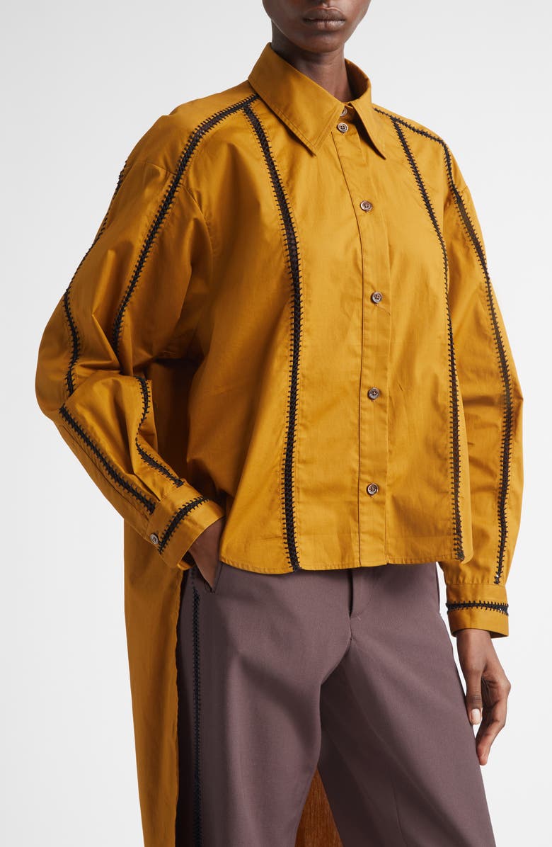 Diotima Morning Embroidered Cotton Shirt, Alternate, color, Cumin-Black