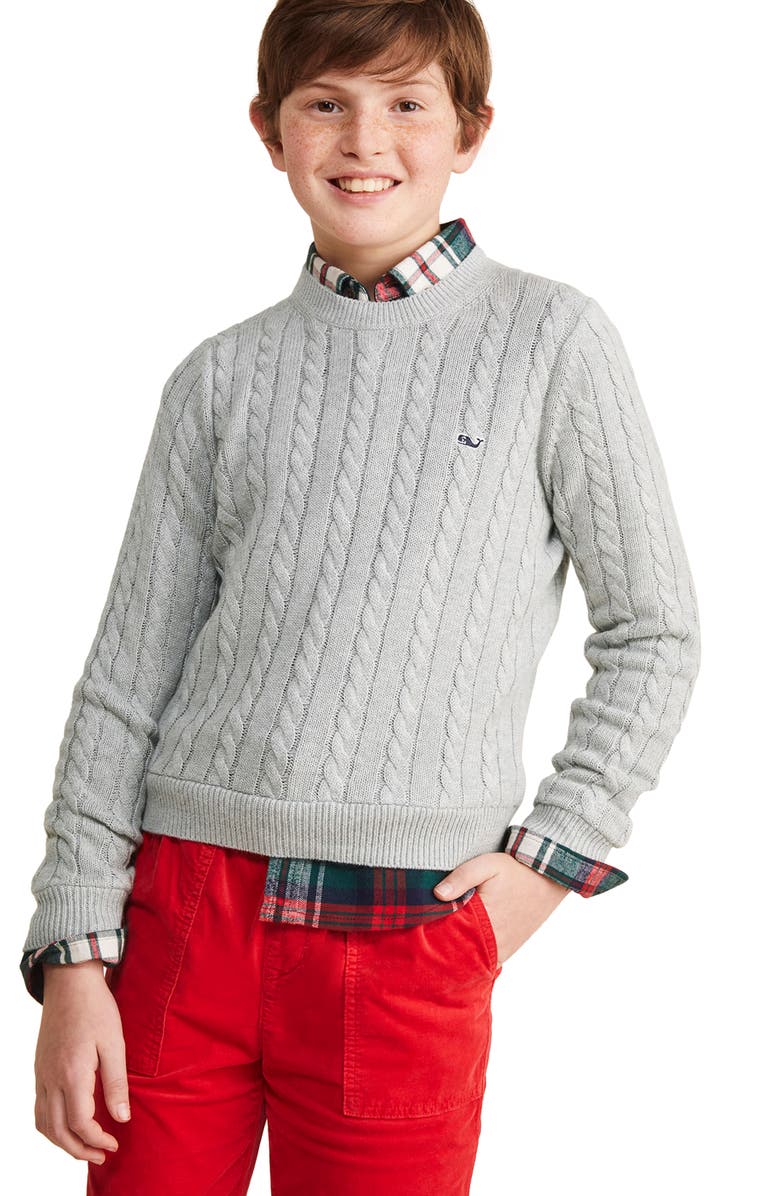 vineyard vines Kids' Cotton & Cashmere Cable Sweater, Alternate, color, 