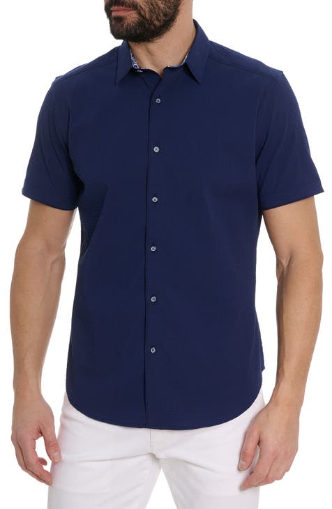 Solid Seersucker Short Sleeve Shirt